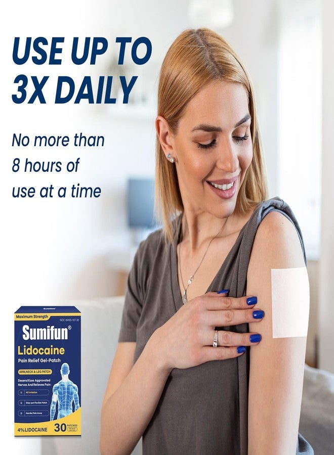 سوميفون لصقات ليدوكايين متوسطة الحجم من سوميفون - لتخفيف التهاب اللفافة الأخمصية، وآلام القدم والرقبة والذراع والمناطق الصغيرة - أقصى قوة متاحة بدون وصفة طبية - تبقى ثابتة في مكانها - Image 3